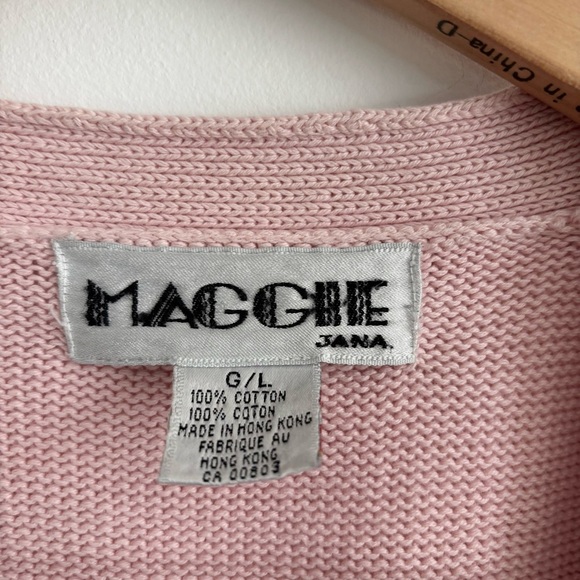 Vintage Cotton Light Pink and Gold Cardigan Sweater - Picture 4 of 14